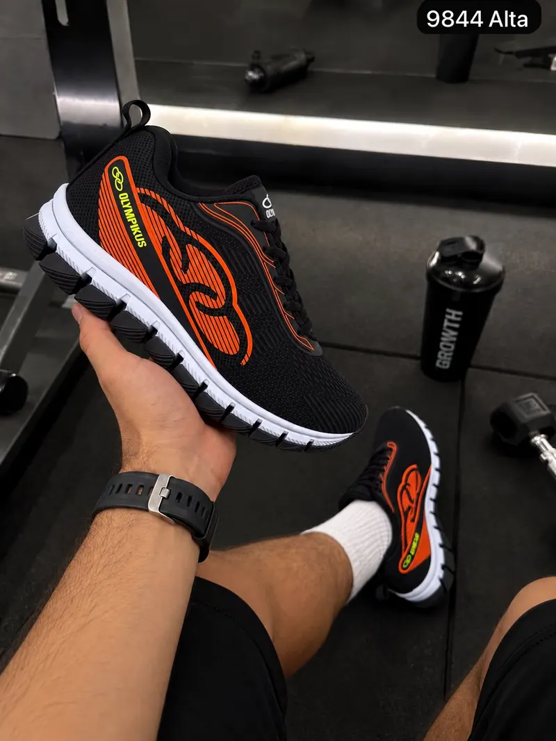 Tênis 9844 Alta: preto com detalhe laranja